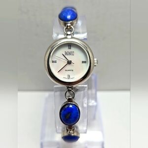 Womens Badavici .925 Silver Blue Lapis Stones MOP Watch Bracelet New Battery